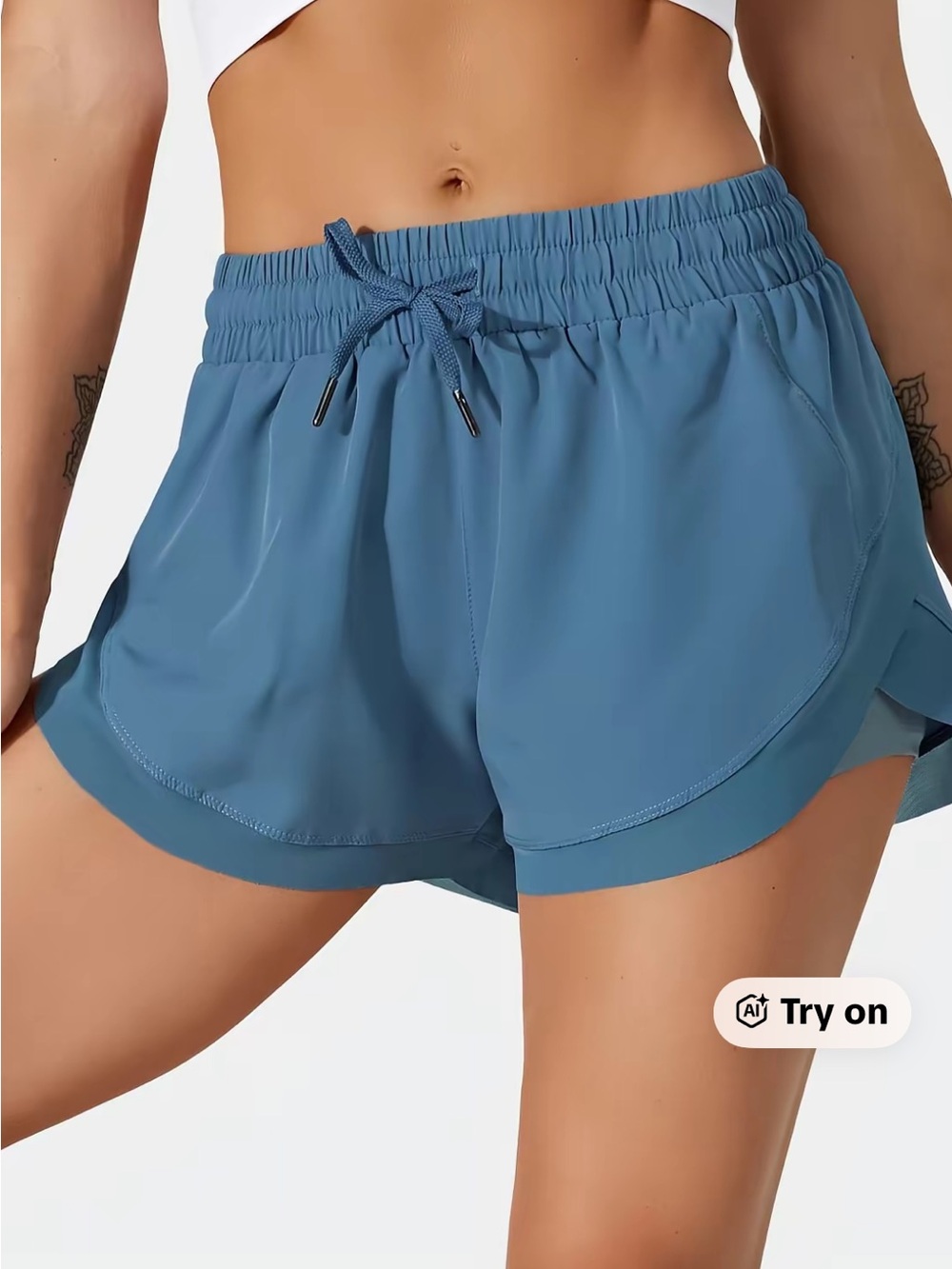 HALARA Blue Elastic Waist Athletic Running Shorts